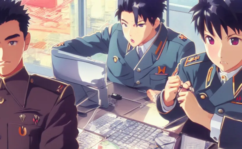 Prompt: film still anime keyart overview polaroid angry realistic josef stalin trading bitcoin in front of computer, finely detailed features, closeup at the faces, perfect art, gapmoe yandere, trending on pixiv fanbox, painted by craig mullins makoto shinkai takashi takeuchi studio ghibli, akihiko yoshida,