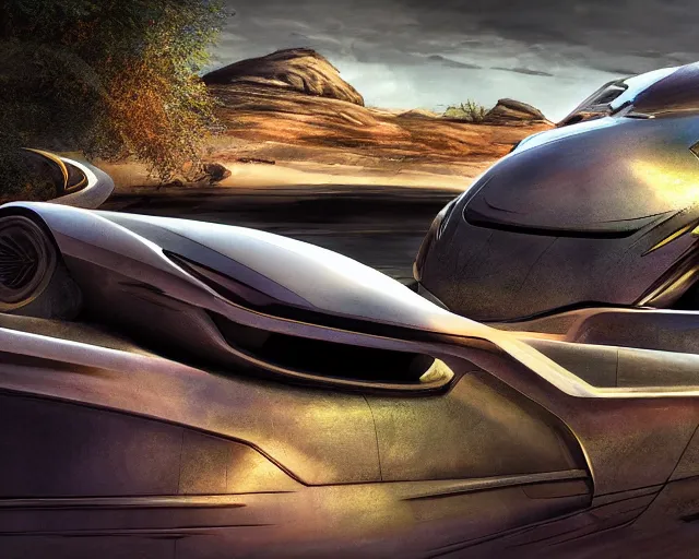 Image similar to futuristic car design, amazing concept art, award - winning photorealistic illustration in the style of the land before time. hdr 8 k