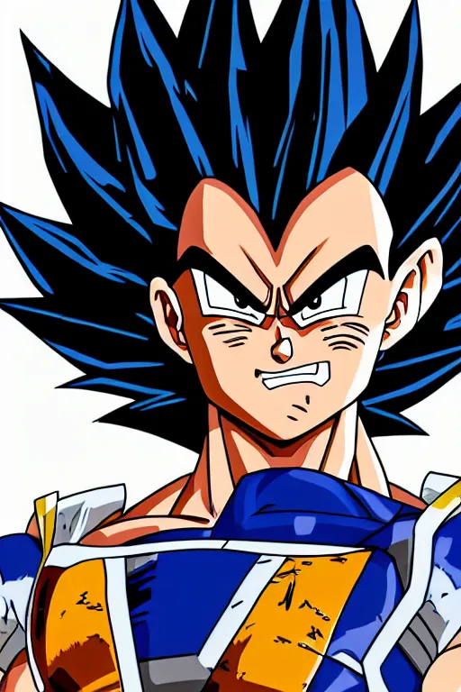 Image similar to prince vegeta, vegeta, black hair, saiyan armor, galick gun 🟣☄!, solo 3 / 4 portait, very detailed, dynamic lighting, akira toriyama 📹