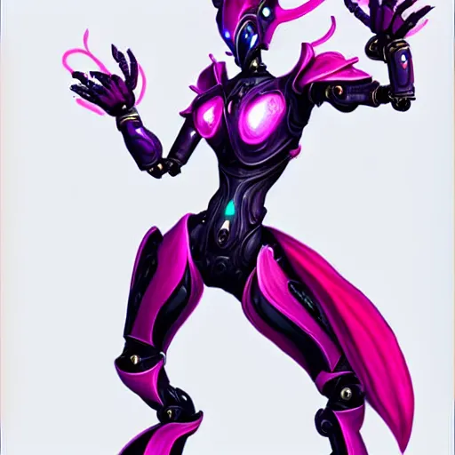 Prompt: highly detailed exquisite fanart, of a beautiful female warframe, but as an anthropomorphic elegant robot female dragoness, glowing eyes, shiny and smooth off-white plated armor, bright Fuchsia skin beneath the armor, sharp claws, robot dragon four fingered hands, and robot dragon three clawed feet, standing elegant majestic pose, full body and head shot, epic cinematic shot, professional digital art, high end digital art, singular, realistic, DeviantArt, artstation, Furaffinity, 8k HD render, epic lighting, depth of field