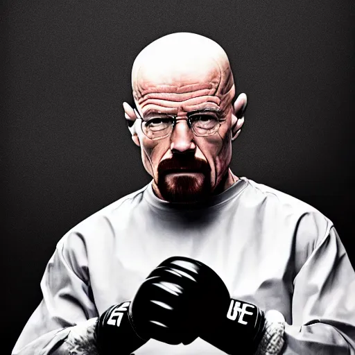 Image similar to walter white in ufc fighting match, 4 k, high resolution, still, landscape, hd, dslr, hyper realistic