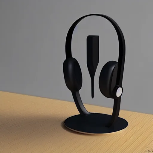 Image similar to wireless headphone stand, futuristic, techno, cyberpunk, product design, render, cute, swag, geometric, fun