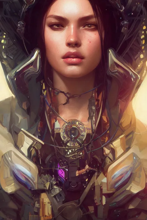 Image similar to ultra realistic illustration, closeup portrait shot, perfect lighting, hacknaut cyberpunk, sci - fi, fantasy, intricate, elegant, highly detailed, digital painting, artstation, concept art, smooth, sharp focus, illustration, art by artgerm and greg rutkowski and alphonse mucha