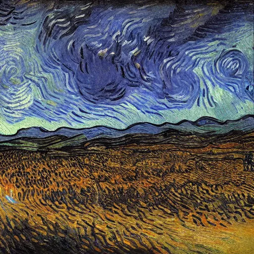 Image similar to Apocalyptic Inferno by Vincent Van Gogh (1890), oil on canvas