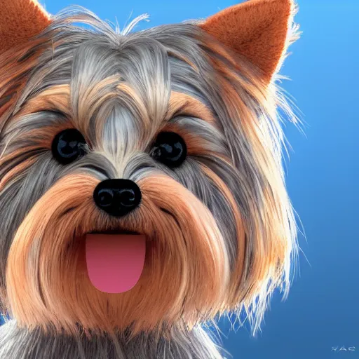 Image similar to a closeup photorealistic illustration of a smiling knitted yorkshire terrier. this 4 k hd image is trending on artstation, featured on behance, features intricate detail