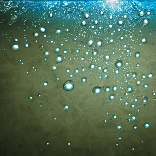 Prompt: army of air bubbles under water, photorealistic