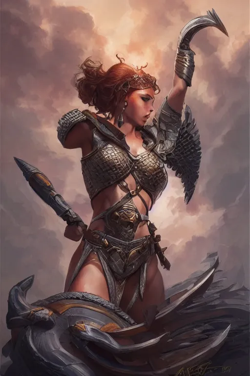 Image similar to amazon valkyrie athena, d & d, fantasy, portrait, highly detailed, headshot, digital painting, trending on artstation, concept art, sharp focus, illustration, art by artgerm and greg rutkowski and magali villeneuve