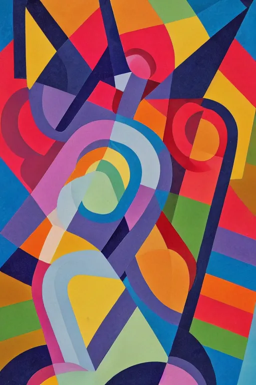 Prompt: guitar, notes, rainbow geometric architectures blend with organic shapes, abstract expressionism, essence of street forms, geometric structures in style of sonia delaunay, high detail, symmetry, poster