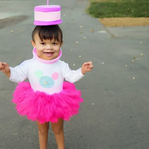 Prompt: a kid in a Cupcake costume