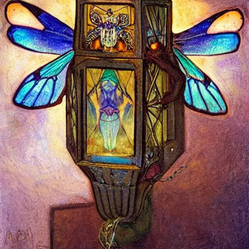 Image similar to the moth queen with her lantern, by Annie Swynnerton and Nicholas Roerich, bioluminescent skin, tattoos, elaborate costume, geometric ornament, symbolist, smooth, sharp focus, extremely detailed