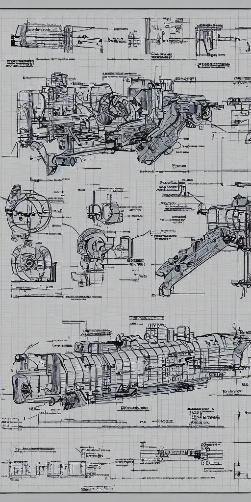 Prompt: robotic cowboy axonometric blueprint, plans, infographic, year 1850