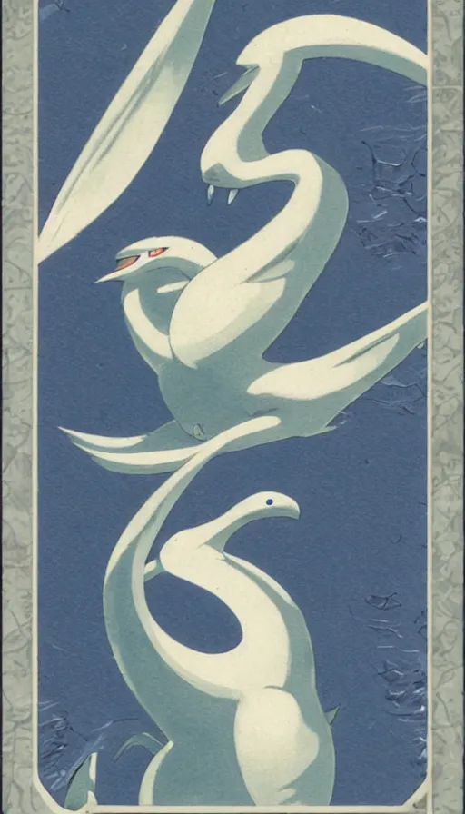 Prompt: Vintage Lugia Pokemon card scan