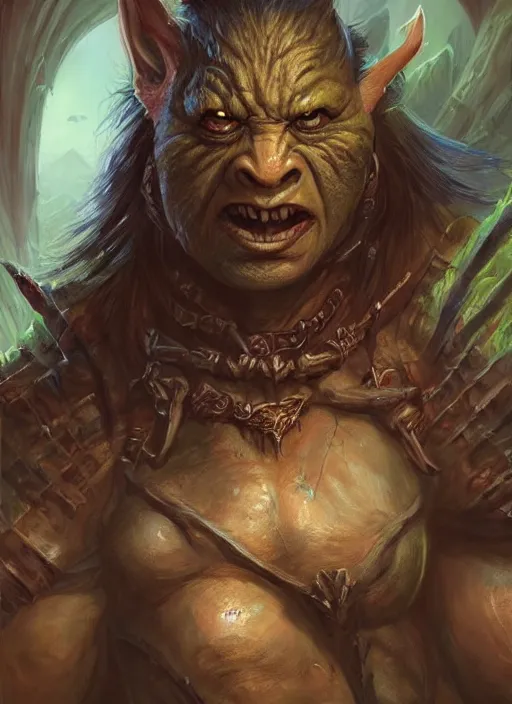 Image similar to female orc, ultra detailed fantasy, dndbeyond, bright, colourful, realistic, dnd character portrait, full body, pathfinder, pinterest, art by ralph horsley, dnd, rpg, lotr game design fanart by concept art, behance hd, artstation, deviantart, hdr render in unreal engine 5