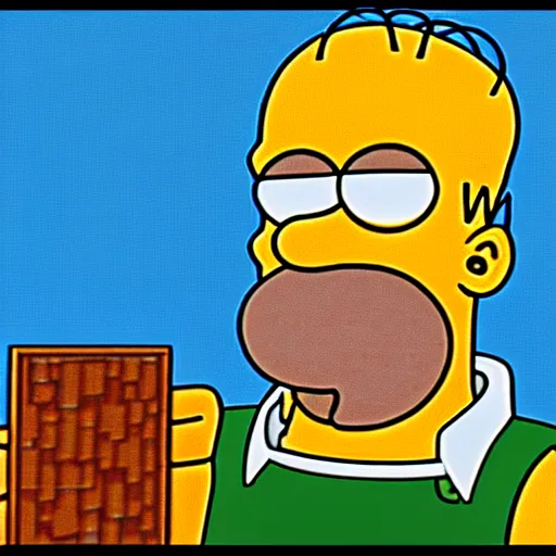 Image similar to Homer Simpson in Minecraft