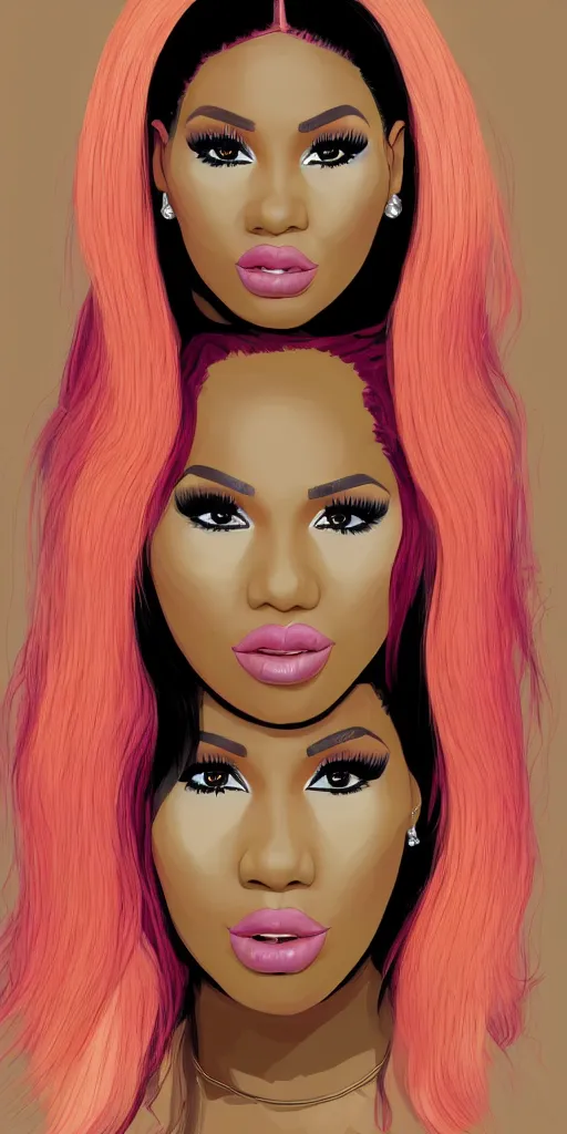 Prompt: a digital illustration of nicki minaj