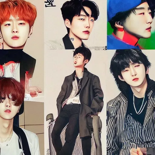 Prompt: jung jaehyun, mark lee, johnny suh, foreign swaggers, neo culture technology, art by kim jung gi