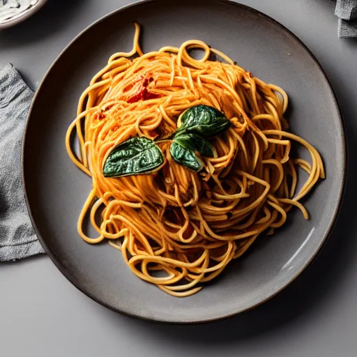 Prompt: extremely delicious looking photo of beautiful spaghetti, very expensive top quality product, michelin star, most perfect desert on the world, small manufacture, unique style, 8 k, product photography, professional studio photography