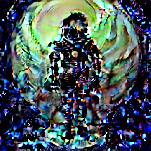 Image similar to full-body dark creepy gothic retro illustration realism a decapitated astronaut with futuristic elements. he welcomes you under with no head, empty helmet inside is occult mystical symbolism headless full-length view. standing on ancient altar eldritch energies disturbing frightening, award winning digital illustration hyper realism, 8k, depth of field, 3D