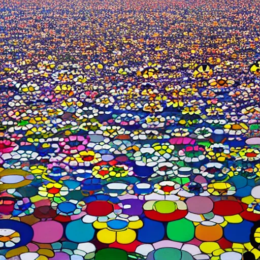 Image similar to unfathomable vastness of infinity, color field, Takashi Murakami and Masaaki Sasamoto