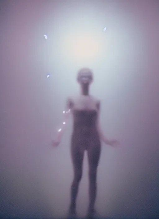 Prompt: a symmetrical female astral projection, thick liquid glowing aura, motion blur, film grain, cinematic lighting, experimental film, shot on 1 6 mm