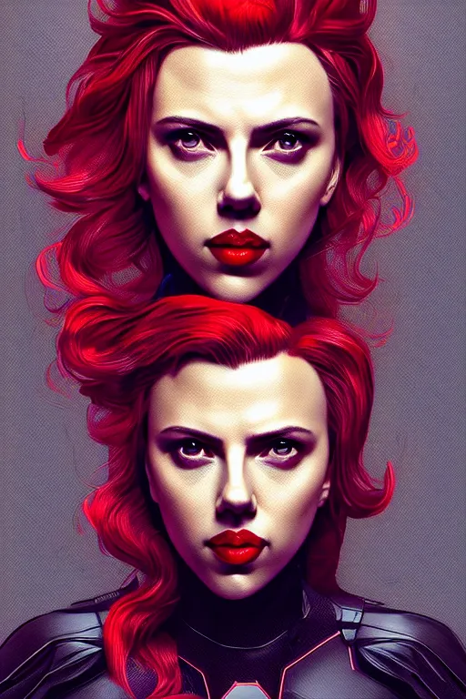 Image similar to portrait of scarlett johansson as batwoman. intricate abstract. intricate artwork. by tooth wu, wlop, beeple, dan mumford. octane render, trending on artstation, greg rutkowski very coherent symmetrical artwork. cinematic, hyper realism, high detail, octane render, 8 k