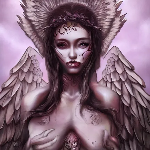 Image similar to my Goddess would dismember the limbs of my fallen angel sisters and give me new ones, melodramatic digital art trending on ArtStation