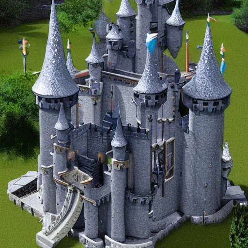 Prompt: a fantasy castle designed by Hugh Ferris