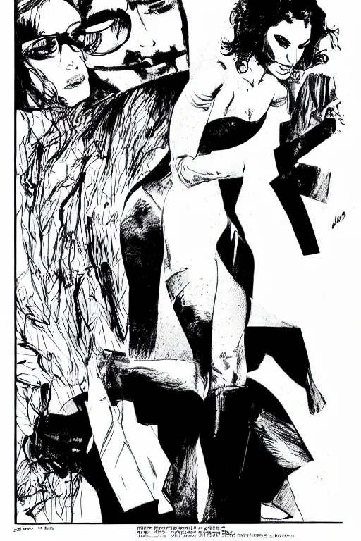 Image similar to portrait of gal gadot dancing, nightclub, stunning dress, style of guido crepax