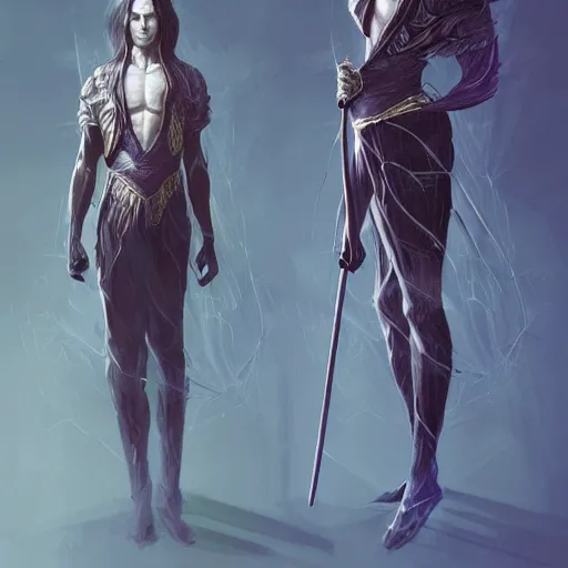 Image similar to a full body character concept art of a powerful male witch unleashing magic powers, magic powers, psychic powers, symmetrical facial features, intricate, elegant, digital painting, concept art, hyper realistic, illustration, smooth, sharp focus, finely detailed, in the style of artgerm and greg rutkowski and william adolfe bouguerea,