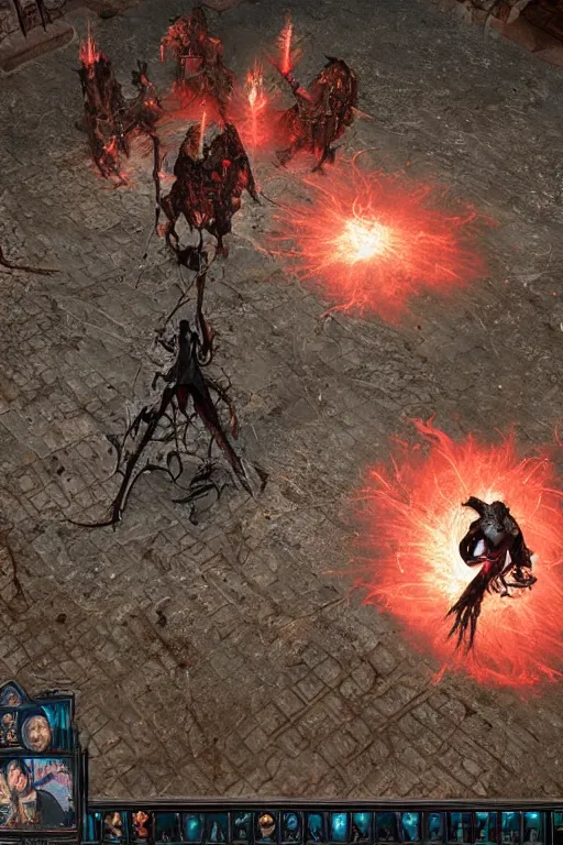 Prompt: Path of Exile, [Sirius], clear [[bronze]] face [mask] with crown, luminous red eyes, male image with [bronze] black bloody armor, sitting on the throne, inside the ruined gothic church, black shadows, red lasers, dark red bloody fog, black-grey smoky tornadoes fly around, [[blood]], Anachronism, painting, dark fantasy, steampunk, 4k, perfect quality,