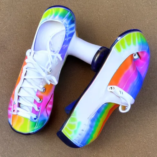 Image similar to tie - die roller skates on a white background