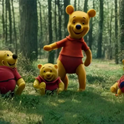 Image similar to A still of Winnie the Pooh if he was Keanu Reeves