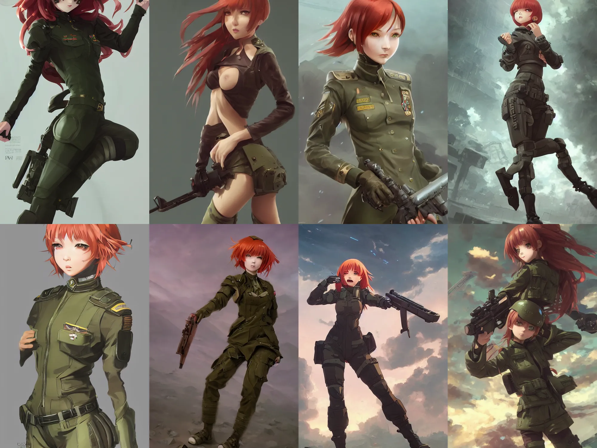 Prompt: C&C Tiberium NOD. Very complicated dynamic composition, realistic anime style at Pixiv CGSociety by WLOP, ilya kuvshinov, krenz cushart, Greg Rutkowski, trending on artstation. Zbrush sculpt colored, Octane render in Maya and Houdini VFX, cute young redhead girl in motion, she expressing joy, wearing military uniform, headphones, silky hair, stunning deep eyes. In cityscape. Very expressive and inspirational. Amazing textured brush strokes. Cinematic dramatic atmosphere, soft volumetric studio lighting.