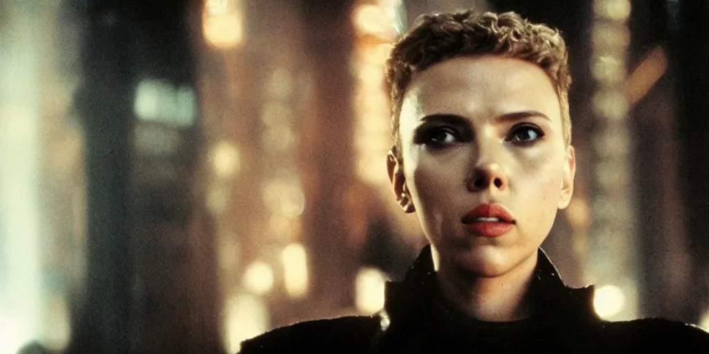 Image similar to Scarlett Johansson in a scene from Blade Runner