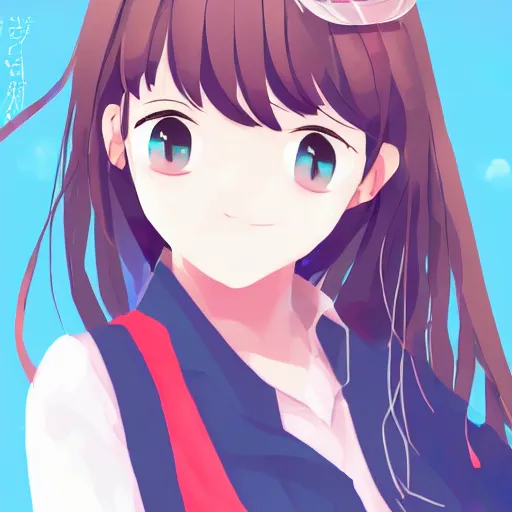 Image similar to a portrait of high school girl in the style of kyoto animation, CLIP STUDIO, in simple background, trending on pixiv