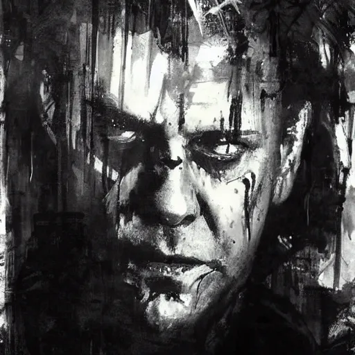 Image similar to kiefer sutherland in the lost boys painted by jeremy mann