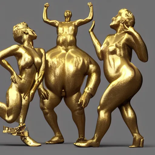 Prompt: complex 3 d render, rendered in cycles, ultra detailed, platinum and gold sculpture of gluttony, proportional, trending, digital art