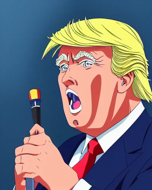 Prompt: an anime portrait of Donald Trump, a portrait of Donald Trump by studio Ghibli and Toei, highly detailed anime portrait, symmetric, trending on artstationhq