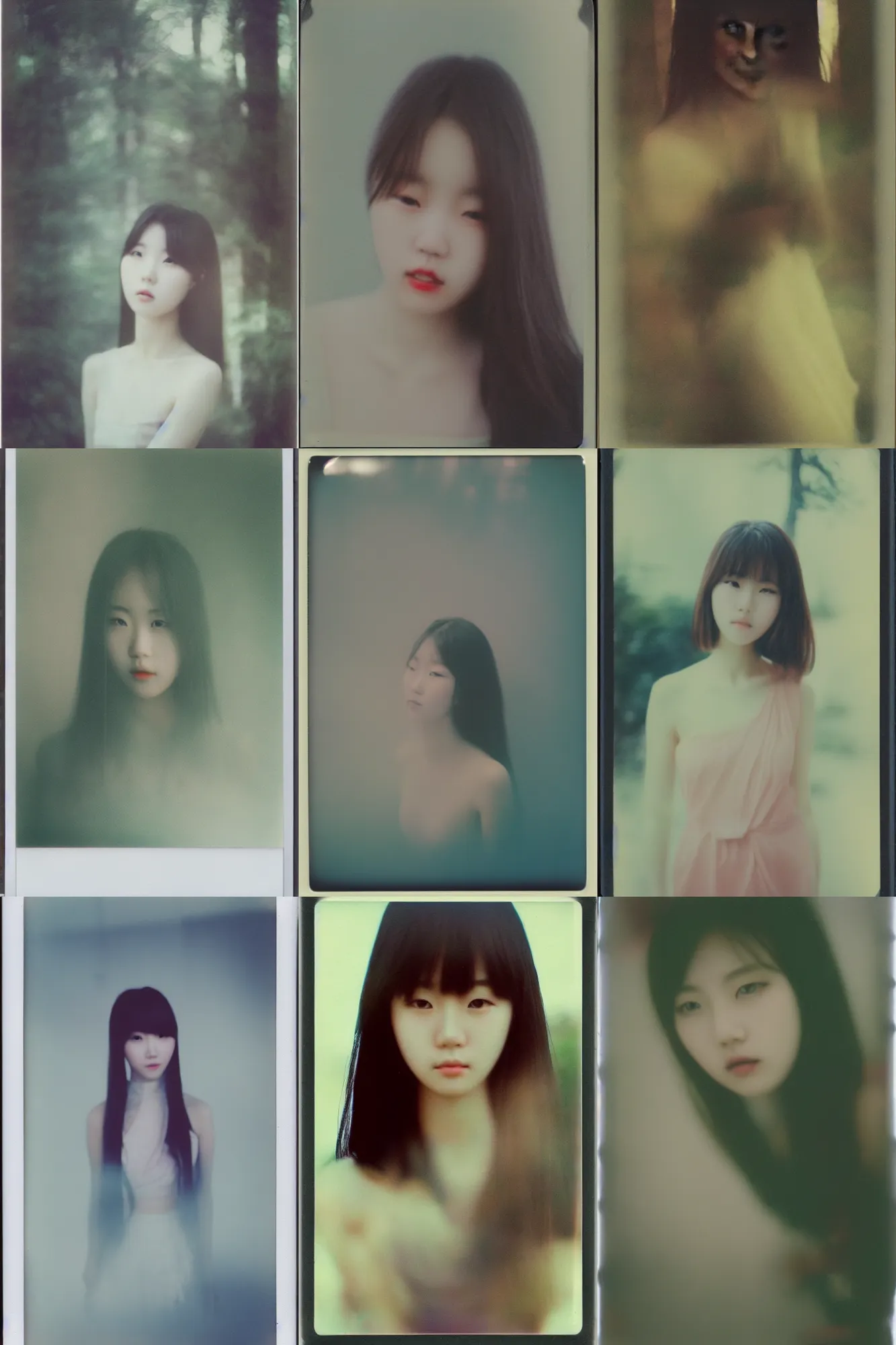 Prompt: photo of a beautiful korean girl, misty, ethereal, polaroid, expired film