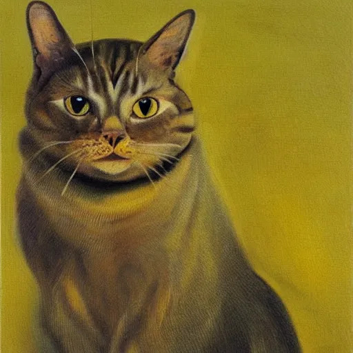 Image similar to A portrait of a grumpy seamese cat. Yellow gradient background. Oil painting by Salvador Dali