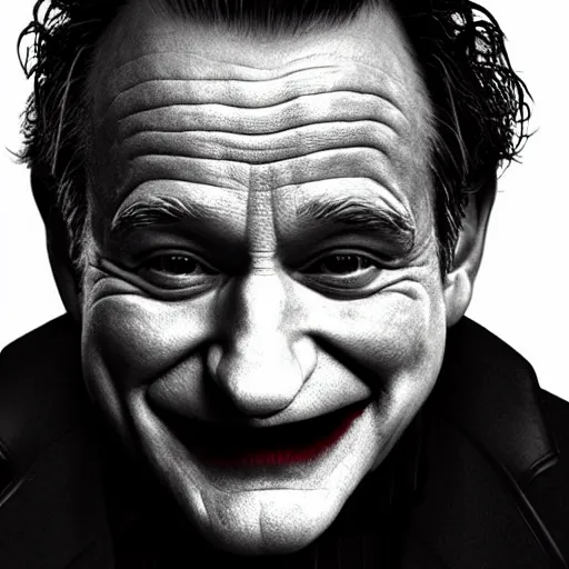 Prompt: ((Robin Williams)) playing The Joker 8k hdr moody lighting