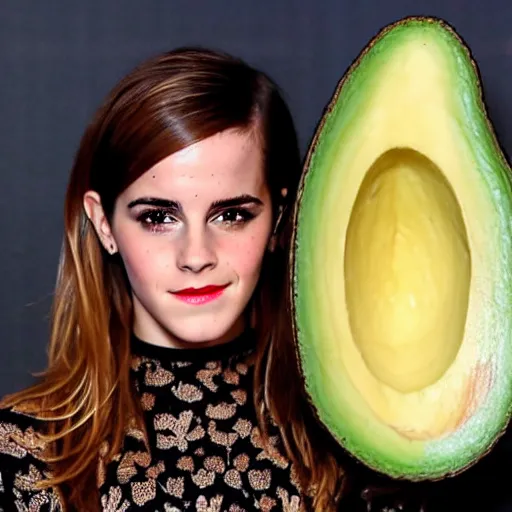 Image similar to emma watson inside a giant avocado