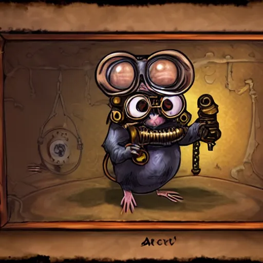 Prompt: a rat with steampunk googles, from Hearthstone