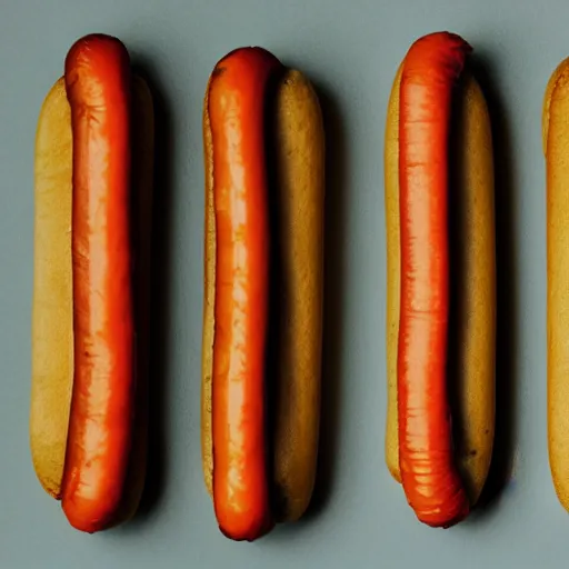 Prompt: infinitely long hotdog, white background