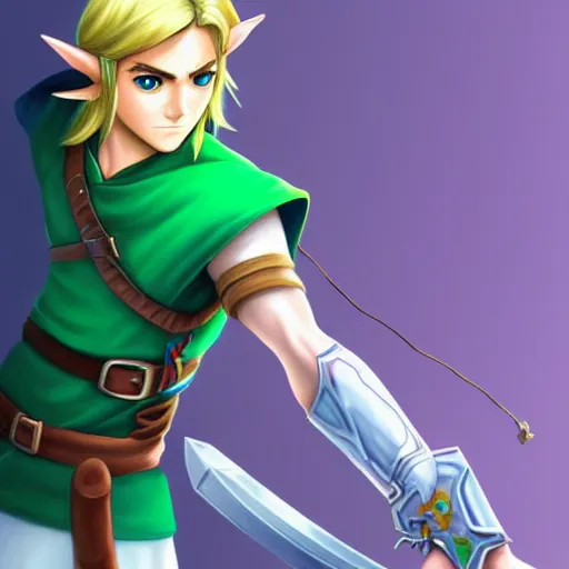 Image similar to link from zelda using computer, illustration, art by artgerm