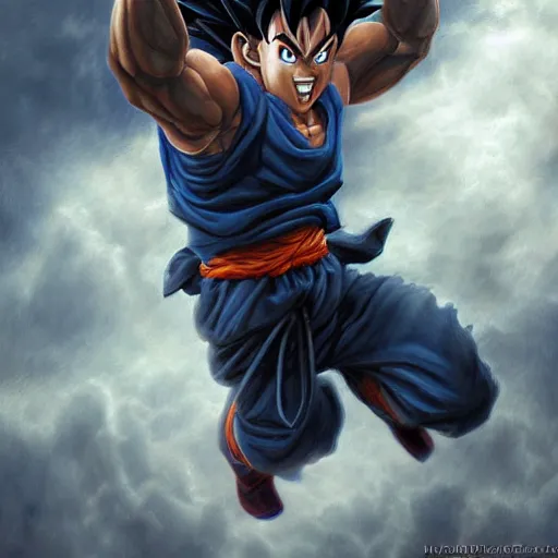 Prompt: beautiful hyperrealistic detailed matte portrait painting of goku, by andreas rocha and john howe, and martin johnson