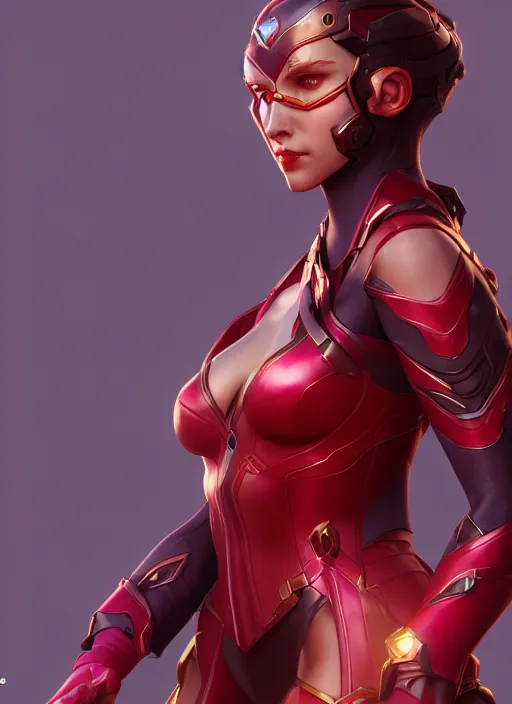 Image similar to scarlet witch in overwatch, naturel, hyper detailed, digital art, trending in artstation, cinematic lighting, studio quality, smooth render, unreal engine 5 rendered, octane rendered, art style by klimt and nixeu and ian sprigger and wlop and krenz cushart.