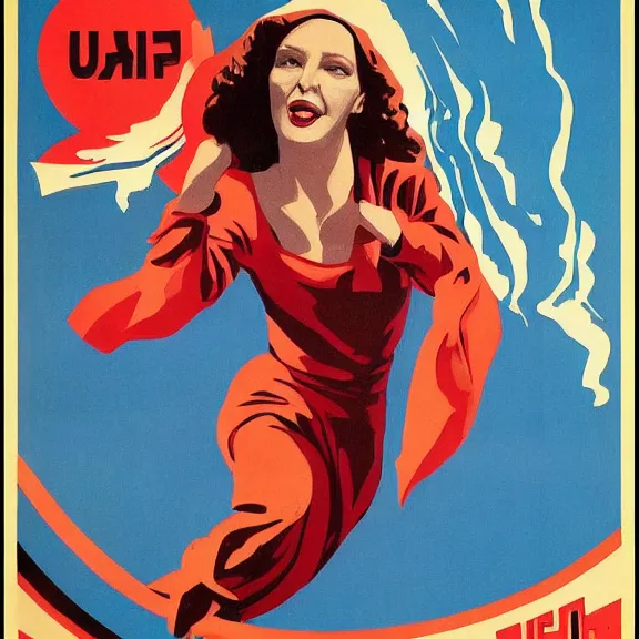 Prompt: soviet propaganda poster with cate blanchet, ultra detailed, soviet realism,