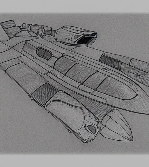 Image similar to a pencil drawing of a spaceship. concept art, blueprint. - w 7 0 0