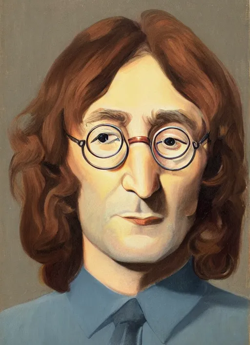 Image similar to a portrait painting of John Lennon by John Currin